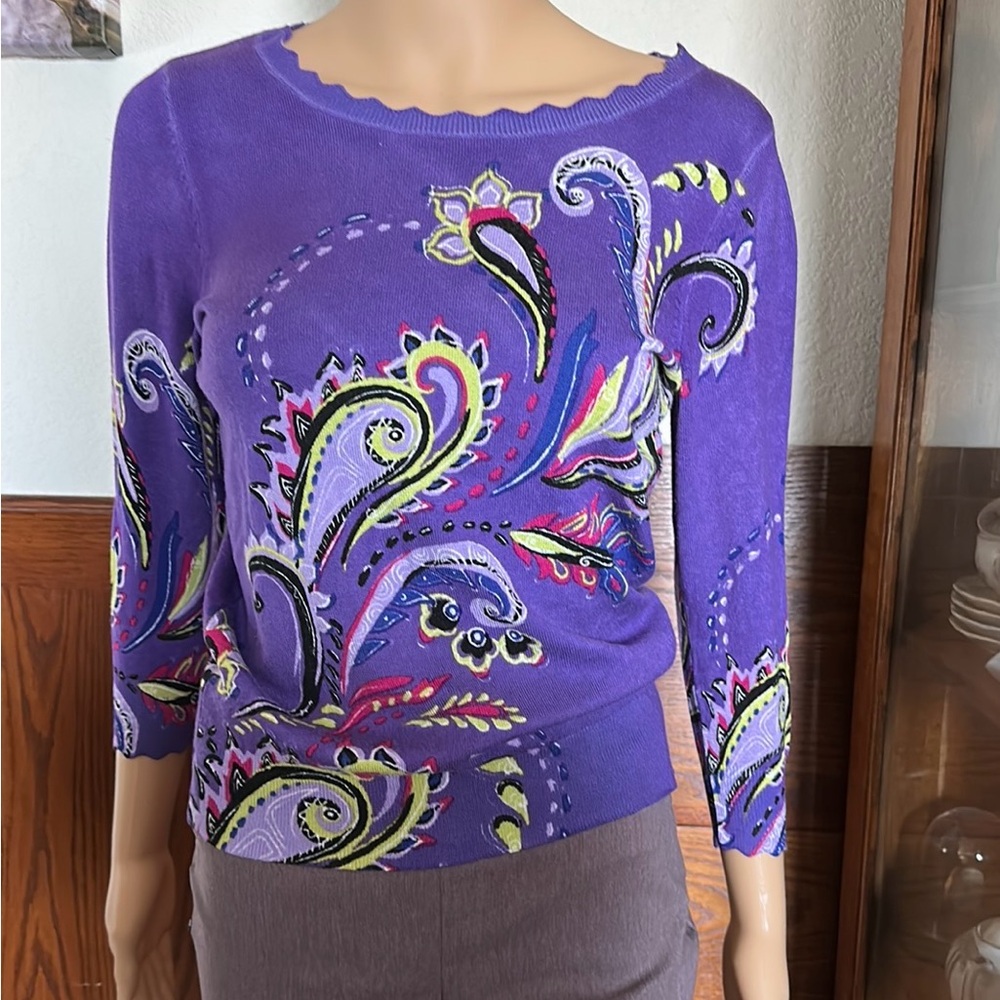 Joseph A. Purple Paisley Women's Top